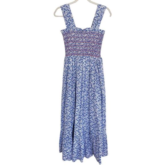 MILLE Garden Cotton Midi Smocked Sundress Condesa Floral Blue Tuckernuck NEW - Picture 8 of 14